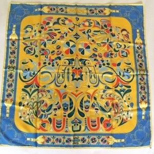 Hermes Vtg Rare Beautiful Folklore Scarf SilkTwill